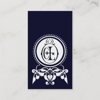 Tarjetas de visita Monograma Flourish [azul CL]