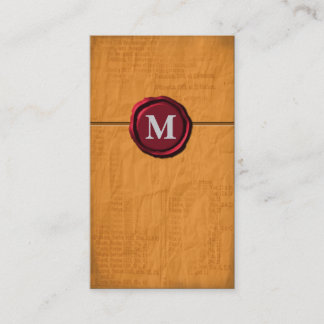 Tarjetas de visita monograma Naranja de personaliz