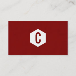 Tarjetas de visita monogramed hexágono rojo mínimo
