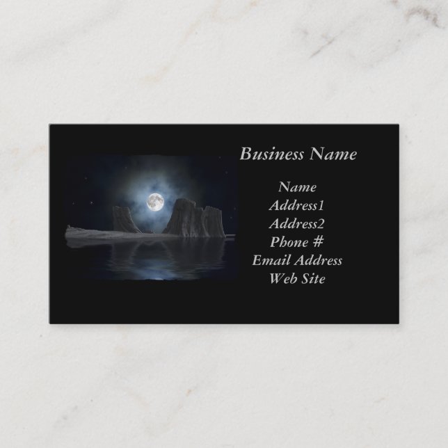 Tarjetas de visita Moon & Beach Scene (Anverso)