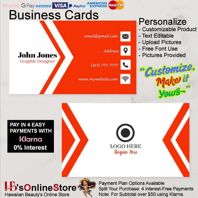 Tarjetas de visita naranja y White Business 14 Env (Orange & White Business Cards 14 Pack of 100.)