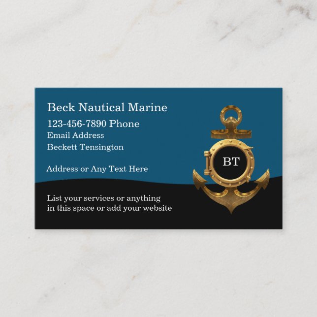 Tarjetas de visita Nautical Marine Theme (Anverso)