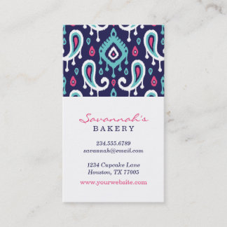 Tarjetas de visita Naval y Rosa Ikat Paisley