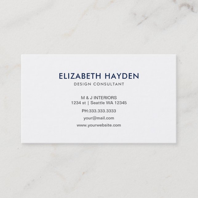 Tarjetas de visita Navy Blue Classy (Anverso)