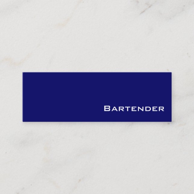 Tarjetas de visita Navy White Bartender (Anverso)