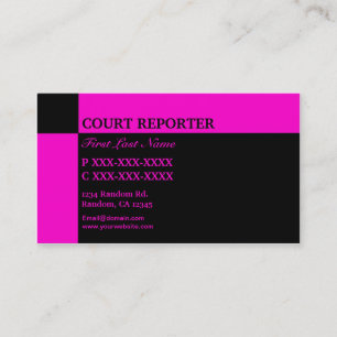 Tarjetas de visita negras rosadas del reportero de