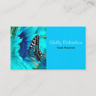 Tarjetas de visita negras y azules de la mariposa