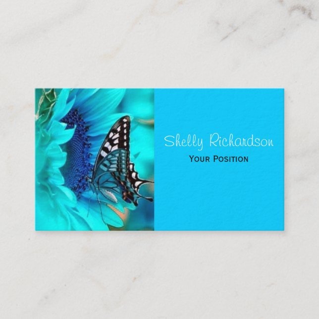 Tarjetas de visita negras y azules de la mariposa (Anverso)