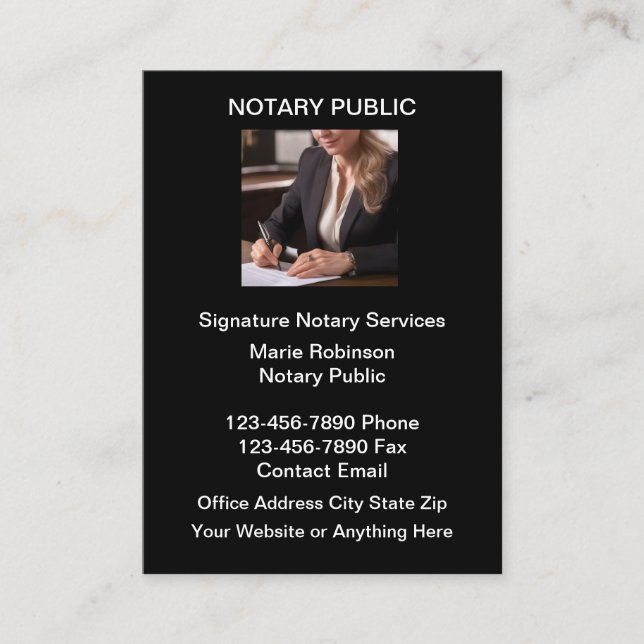 Tarjetas de visita notarial pública clásica (Anverso)