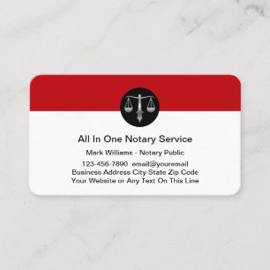 Tarjetas de visita notarial pública clásica