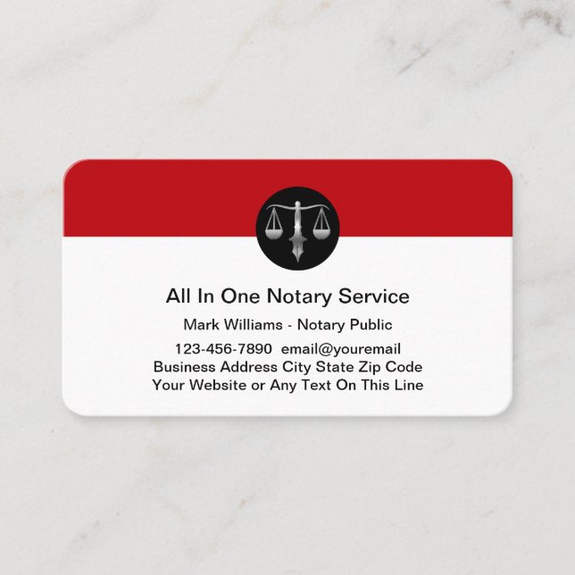 Tarjetas de visita notarial pública clásica (Anverso)