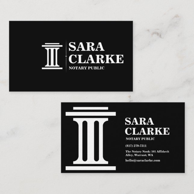 tarjetas de visita notariales de tipografía modern (Anverso / Reverso)