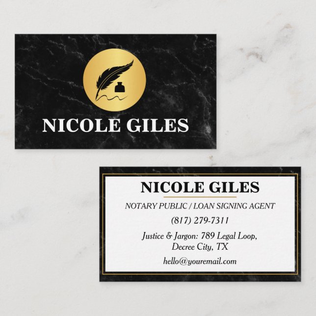 tarjetas de visita notariales de tipografía modern (Anverso / Reverso)