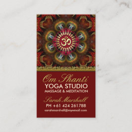 Tarjetas de visita Om Shanti Yoga Red Gold