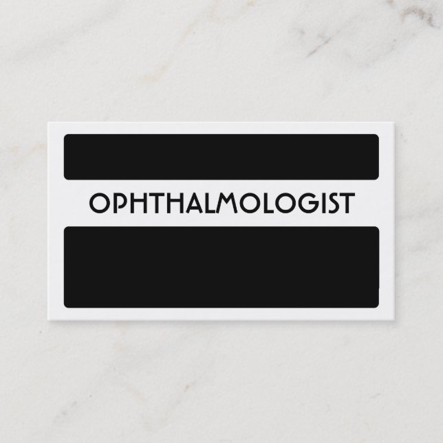 Tarjetas de visita Ophthalmólogo blanco negro (Anverso)