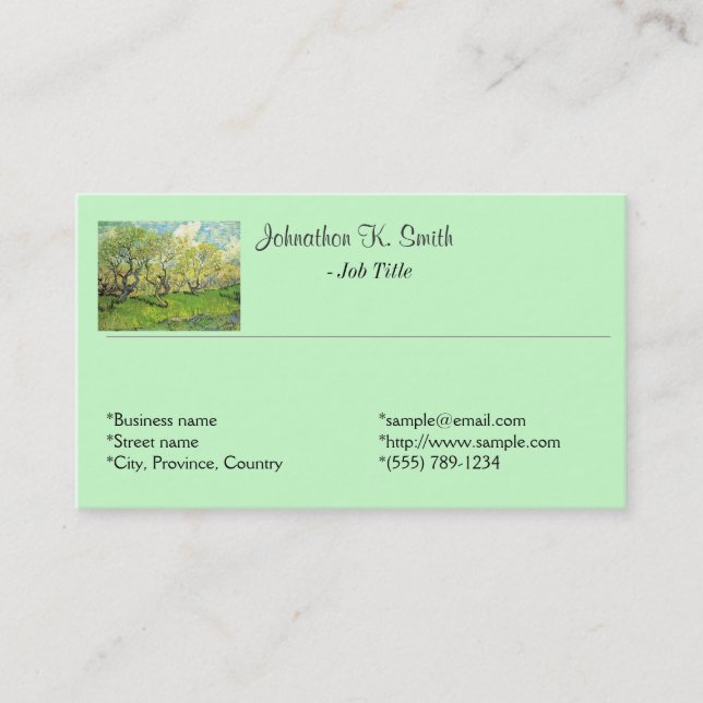 Tarjetas de visita Orchard, Granja, jardín (Anverso)
