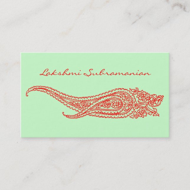 Tarjetas de visita paisley modernas para India (Anverso)