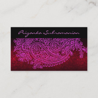 Tarjetas de visita paisley rosadas modernas para I
