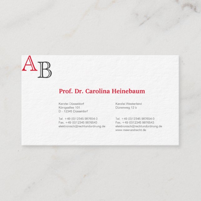 Tarjetas de visita para abogado (Anverso)