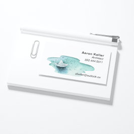 Tarjetas de visita para barcos de papel acuático