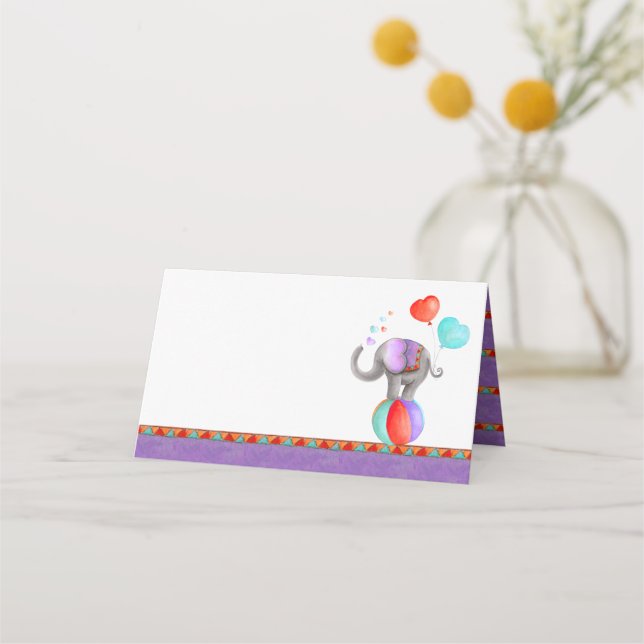 Tarjetas de visita para bebés con acuarela elefant (Anverso)