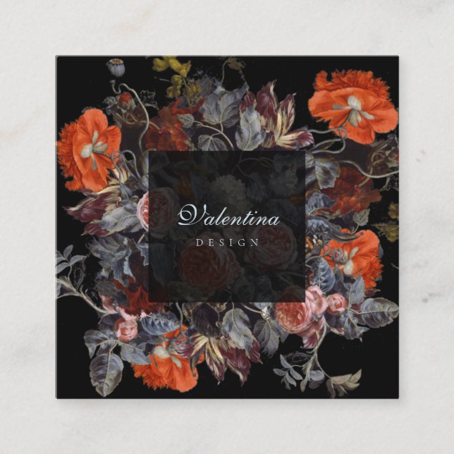 Tarjetas de visita para Bouquet Floral Oscuro Mood (Anverso)