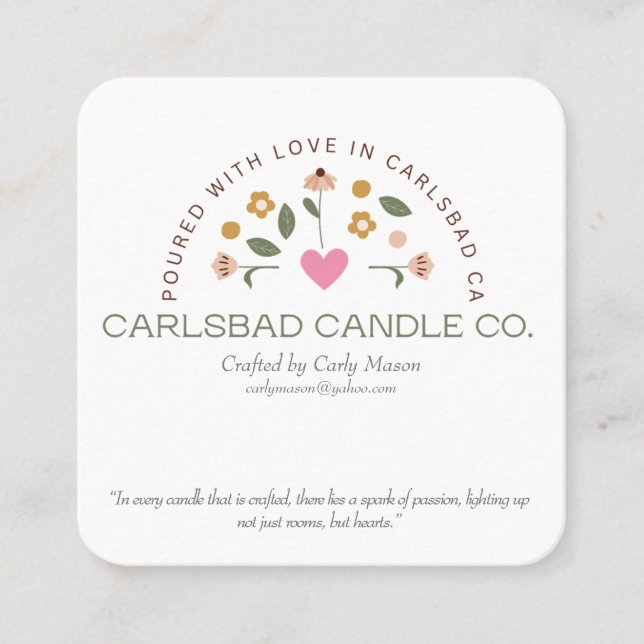 Tarjetas de visita para Carlsbad Candle Co. (Anverso)