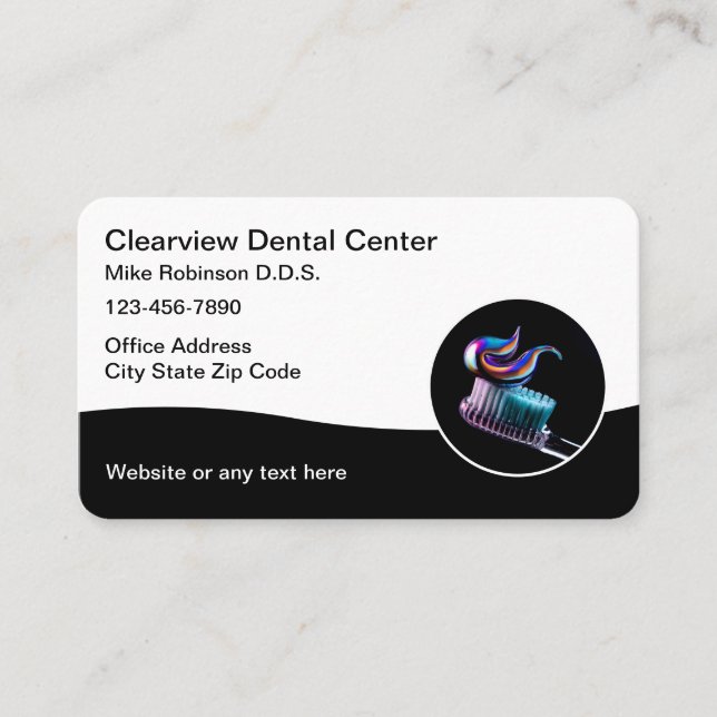 Tarjetas de visita para cepillo de dientes moderno (Anverso)