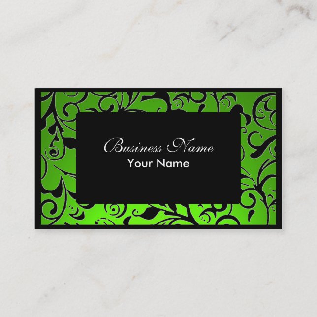 Tarjetas de visita para citas con damasco verde ne (Anverso)