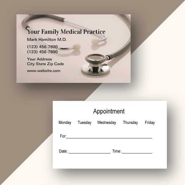 Tarjetas de visita para citas con pacientes médico (Subido por el creador)