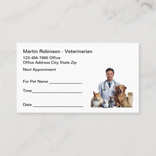 Tarjetas de visita para citas con veterinarios (Anverso)
