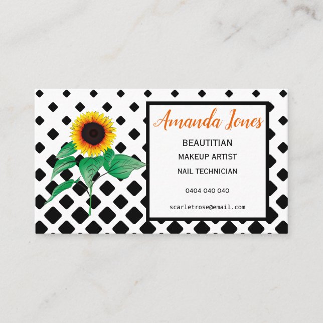 Tarjetas de visita para citas de belleza con giras (Anverso)
