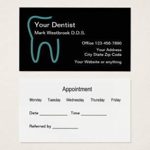 Tarjetas de visita para citas de dentista