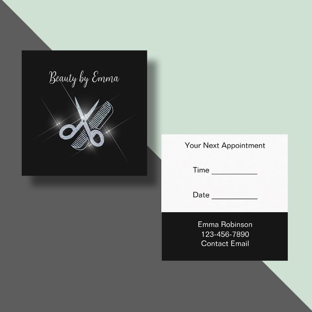 Tarjetas de visita para citas de Glitzy Hairstylis (Subido por el creador)