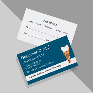 Tarjetas de visita para citas de implantes Dentist