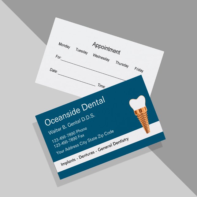 Tarjetas de visita para citas de implantes Dentist (Subido por el creador)