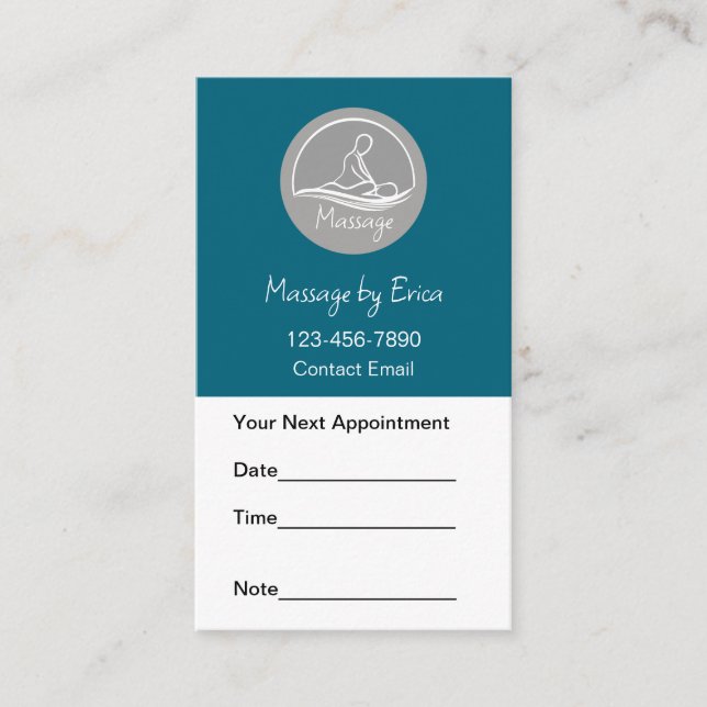 Tarjetas de visita para citas de masaje moderno (Anverso)