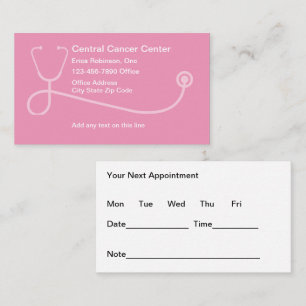 Tarjetas de visita para citas de oncólogo médico