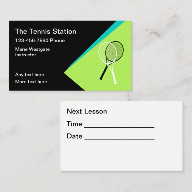 Tarjetas de visita para citas de tenis (Anverso / Reverso)