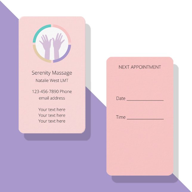 Tarjetas de visita para citas de terapia de masaje (Subido por el creador)