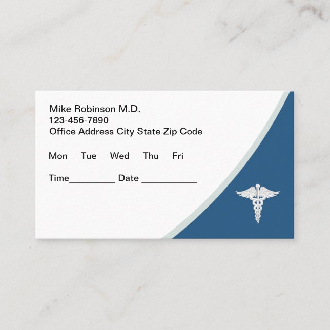 Tarjetas de visita para citas de un médico de pres (Anverso)