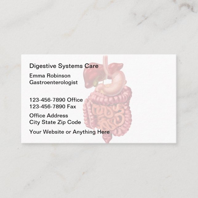 Tarjetas de visita para citas gastroenterólogas (Anverso)
