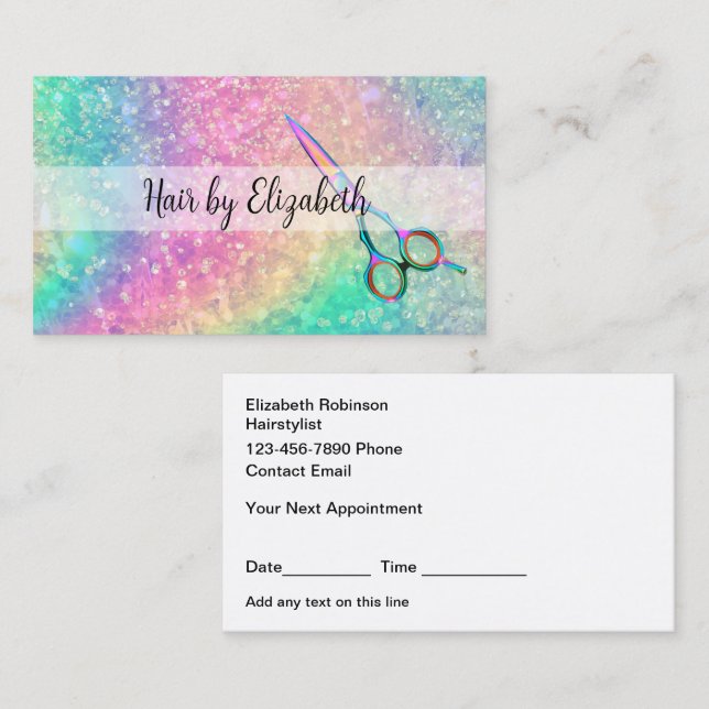 Tarjetas de visita para citas Glitzy de Hair Styli (Anverso / Reverso)