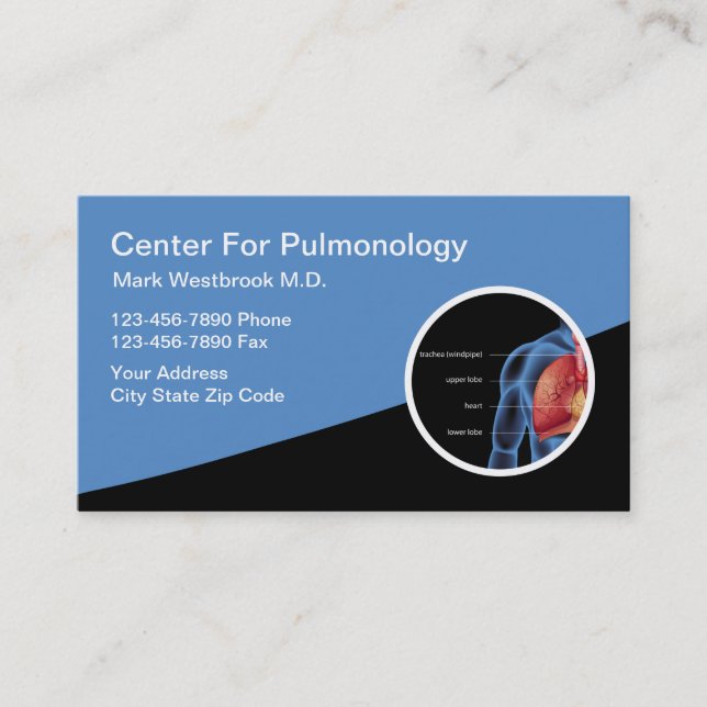 Tarjetas de visita para citas médicas pulmonólogas (Anverso)