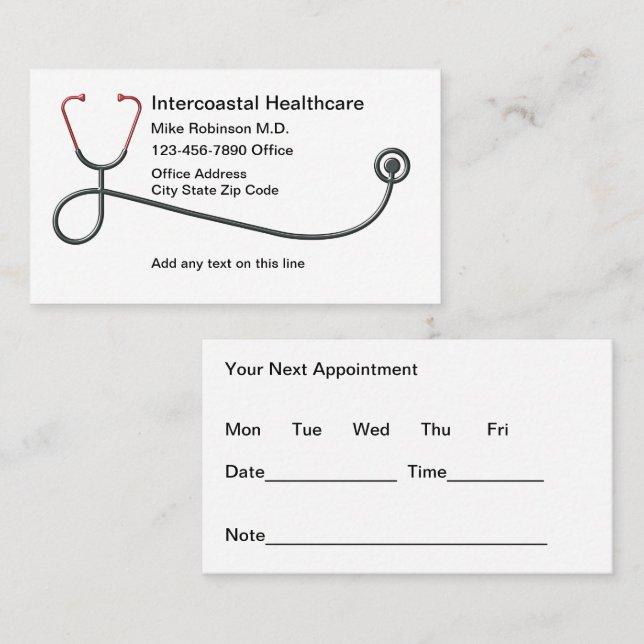 Tarjetas de visita para citas médicas Stethoscope (Anverso / Reverso)