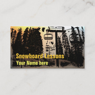 Tarjetas de visita para clases de snowboard de per