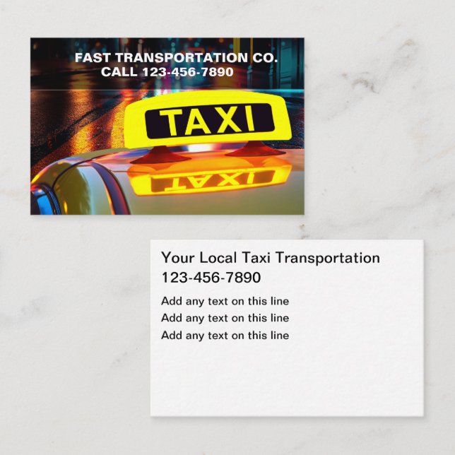 Tarjetas de visita para conductores de taxi (Anverso / Reverso)