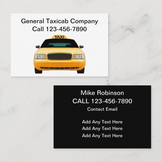 Tarjetas de visita para conductores de taxi simple (Anverso / Reverso)