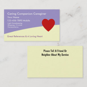 Tarjetas de visita para cuidadores domésticos