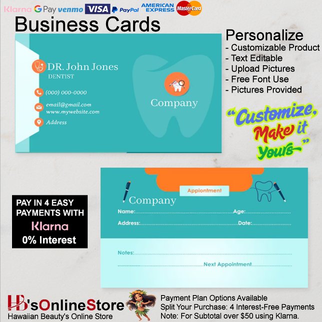 Tarjetas de visita para dentista 47 Paquete de 100 (Dentist Business Cards 47 Pack of 100.
)